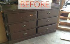 an old dresser has been refinished with paint