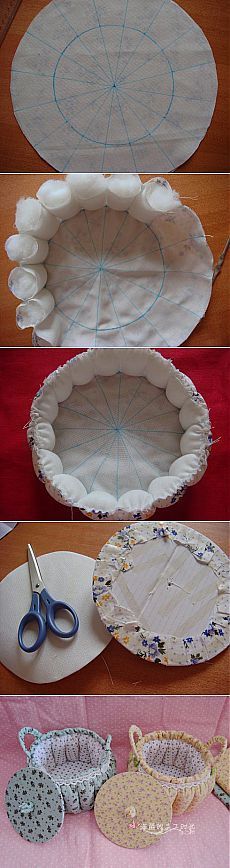 four different pictures showing the process of making a pie crust with paper plates and scissors