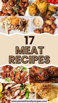 17 meat recipes with the title overlay