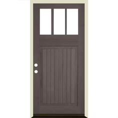 Give ravishing beauty to your home with Krosswood Doors Craftsman V Groove Grey Stain RightHand Inswing Douglas Fir Prehung Front Door. Farmhouse Doors Exterior, Farmhouse Doors Exterior Front Entrances, Douglas Fir Wood, Gray Stain, Wood Exterior Door, Farmhouse Doors, Grey Doors, V Groove, Grey Stain