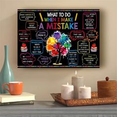 what to do when you make a mistake poster with candles and books on the table