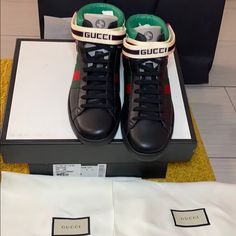 Reposhing This Item Never Worn !! I Purchased From @Gators1423. Loved It, But Ready To Rotate For Something New. Questions? Leave A Comment Below! Black Sporty Gucci High-top Sneakers, Luxury Black Gucci High-top Sneakers, Gucci Black Lace-up High-top Sneakers, Designer Black Gucci High-top Sneakers, Gucci Black Sneakers With Contrast Sole, Gucci High-top Lace-up Sneakers With Logo, Gucci Lace-up High-top Sneakers With Logo Detail, Black Custom Sneakers With Logo Detail, Casual Black Custom Sneakers With Logo Detail