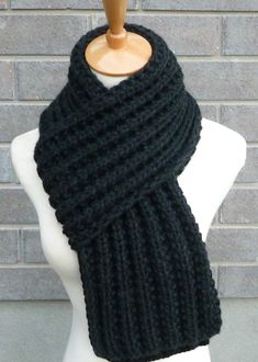 "This beautiful hand knitted scarf is made with chunky weight Wool Blend Yarn (80% Acrylic, 20% Wool). Classic ribbed pattern, it looks the same on both sides. The scarf can be worn in multiple ways. Amazing color for the fall/winter season. It goes with everything. The color may appear slightly different on different monitors. Measures: 67\" (170 cm) long x 7\" (18-19cm) wide (unstretched). From a smoke-free home. Care instructions: Hand wash in cool water and dry flat." Hand Knitted Scarf, Chunky Knit Scarf, Personalized Scarves, Bulky Knit, Scarf Chunky, Checkered Scarf, Chunky Knit Scarves, Merino Wool Scarf, Hand Knit Scarf