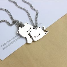 This ouple Animal Lover Necklace are unique pieces that makes your look perfect. A great gift for you and your loved one.💝 🔰QUALITIES: Material ⮞ Stainless Steel . Made with great care and value. 🔰HOW TO ORDER: ⮞ Fill in the Details about your order in personlization box (i.e: Text) If needed. ⮞ You can contact us before or even after the order. 🔰POLICIES: ⮞ All items are custom made to order. ⮞ Our turn around time is about 6 - 10 business days in USA. This can change during peak seasons. ⮞ We use USPS for Delivery in America. ⮞ If you can't find the information you need or need some advice for your design? Feel free to contact us. We are fast to reply 😊 Cat Friendship, Matching Couple Bracelets, Lover Necklace, Cat Couple, Couple Necklace, Bff Necklaces, Lovers Necklace, Relationship Gifts, Friendship Jewelry