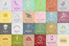 the twelve zodiac signs in different colors