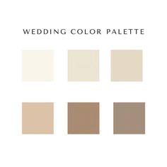 the wedding color palette is shown in shades of beige, brown, and creams