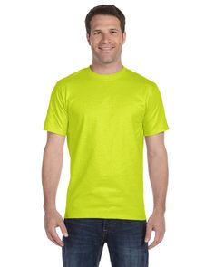 Adult 5.5 oz., 50/50 T-Shirt - SAFETY GREEN - L | Gildan Adult 50/50 T-Shirt in Safety Green Size Large | Cotton Polyester 8000, 0 Mens Workout Shirts, Blank T Shirts, Tee Shirt Homme, Men Short Sleeve, Just In Case, Workout Shirts, Workout Clothes, Shirts Tops, Cotton Tshirt