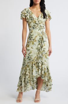 Chelsea28 Floral Faux Wrap Dress | Nordstrom Chiffon Wrap Dress, Flowery Dress, Weekend Fashion, Flowery Dresses, Ruffle Wrap Dress, Daytime Dresses, Weekend Style, Wedding Weekend, Floral Chiffon