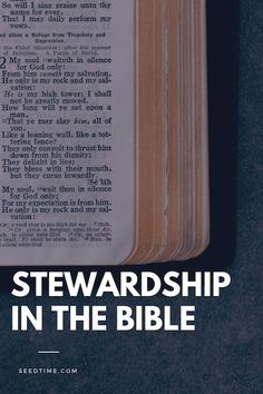 an open book with the words steward in the bible