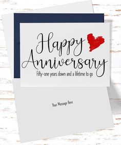 an anniversary card with the words happy anniversary written on it