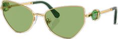 Green Lenses, Eye Shapes, Green Crystals, Deep Green, Cat Eye Sunglasses, Metal Frame, Gold Tones, Lenses, Sunglasses