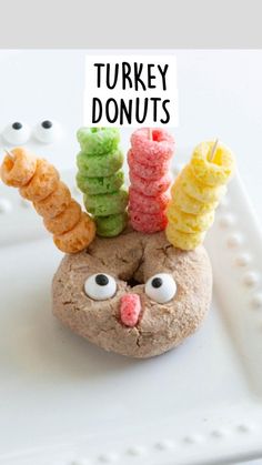 there is a doughnut that has been made to look like a turkey donut