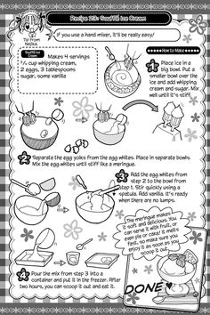 the instructions for how to make an ice cream sundae with pictures and text on it