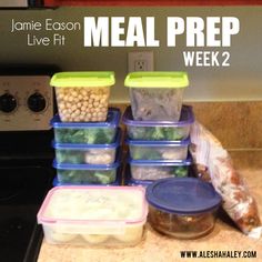 the meal prep week 2 is organized and ready to be packed up in their own containers