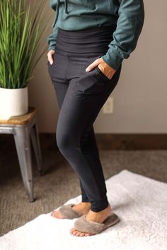 Black High Gathered Waist Pocket Boutique Legging Joggers for Women You will love these year-round for comfort and feel! They feel like butter and are lightweight with Pockets! The Fit of This Boutique Joggers: Pictured of a typical Medium bottom wearing the Medium. See HOW TO MEASURE Here. Flat Across Measurements in Inches Size: Chest Across Waist Across In-Seam Length Small 13.5 25 Medium 14.75 26 Large 15.5 26.5 X-Large 17.25 26.5 2XL Black Leggings With Pockets High Waist, Casual Leggings With Comfort Waistband, Comfortable Full-length Everyday Bottoms, Solid Color Yoga Pants With Comfort Waistband, Casual Black Yoga Pants With Comfort Stretch, Comfortable Yoga Pants With Comfort Waistband, Comfortable Everyday Solid Color Pants, Comfortable Solid Color Everyday Pants, Yoga Pants With Pull-on Style