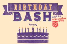 birthday bash poster with cake and candles