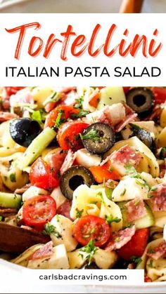 this pasta salad is loaded with fresh tomatoes, olives, mushrooms and other ingredients