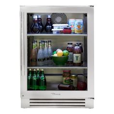 an open refrigerator filled with drinks and condiments