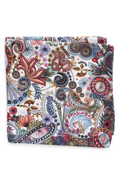 A mesmerizing paisley pattern brings timeless elegance to a silk pocket square that brings polish and distinction to any formal look. 100% silk Dry clean Made in Italy Elegant Multicolor Pocket Square For Formal Wear, Elegant Multicolor Pocket Square For Formal Occasions, Formal Silk Scarf With Paisley Print, Elegant Multicolor Formal Pocket Square, Formal Paisley Print Silk Scarf, Elegant Multicolor Pocket Square, Classic Multicolor Silk Scarf For Formal Occasions, Elegant Multicolor Floral Print Fabric, Elegant Multicolor Silk Fabric