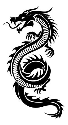 a black and white dragon tattoo design on a white background royalty photo - art illustration