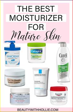 We've put together the best moisturizers for mature skin, but really they're for all ages! These moisturizers will help your skin stay softer, stay more hydrated, help increase collagen and help against wrinkles and fine lines #beautywithhollie #moisturizermatureskin #moisturiseragingskin #skincareforagingskin #skincarematureskin #moisturizersdryskin #skincaredryskin Face Hydration Moisturizer, Best Facial Moisturizer Anti Aging, Best Face Moisturizer For Sensitive Skin, Best Moisturizer For Face Over 40, Best Face Moisturizer For Dry Skin, Best Hydrating Moisturizer, Best Moisturizer For Sensitive Skin, Best Moisturizer For Face, Moisturizer For Glowing Skin