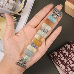 ❤Stylish Natural Stones: Elevate your Fitbit Versa with this handmade elastic band, featuring imperial jasper and polished marble stones. This Fitbit Versa 4 band for women is the perfect blend of style and comfort, bringing a boho vibe to your daily look.  🎯Handcrafted Durability: This versa 3 stone bracelet watch strap is carefully handcrafted with high-quality natural stones. Available in 3 sizes (XS, S, M) to fit every wrist perfectly, it's a beautiful blend of durability and fashion. Ideal for both Fitbit Versa 4 bands for woman.  ✔XS size: (11cm length) :fit wrist size from 5.0-5.4 inches (127-137mm). ✔S size: (12cm length): fit wrist size from 5.5-5.8 inches (139-147mm). ✔M size (13cm length): fit wrist size from 5.9-6.2 inches (150-157mm). ❤Unique Gift Choice: This Fitbit Versa 4 Fitbit Versa 4, Imperial Jasper, Marble Stones, Boho Stil, Boho Vibe, Stylish Gifts, Accessories Unique, Stone Bracelet, Stone Beads