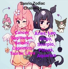 Sanrio Zodiac, Kuromi Y Melody, My Melody Y Kuromi, Kuromi X My Melody, Zodiac Challenge, My Melody X Kuromi, Kuromi Y My Melody, Zodiac Signs Images, Simbolos Tattoo