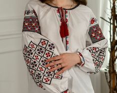 Ukrainian White Linen Blouse With Traditional Pattern. Ukrainian Cultural Embroidery. Folk Embroidered Garment. Natural Superb Fabric - Etsy Ukraine Cultural Embroidery, White Linen Blouse, Traditional Pattern, Linen Blouse, White Linen, Poland, Ukraine, Blouses For Women, Embroidery