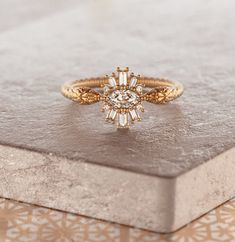 a close up of a ring on a table