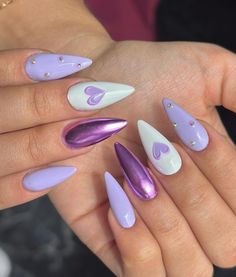 💅 nailsgeradinj 👈 Instagram Purple And Pink Nails, Magic Nails, Sassy Nails, January 4, Nails Desing, Funky Nails, Valentine's Day Nails, Purple Nails, Valentines Nails