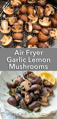 air fryer garlic lemon mushrooms on the grill