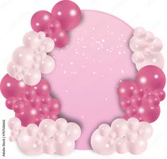 pink and white balloons in the shape of a circle