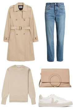 Spring Outfits With Trench Coat, Spring Outfits Trench Coat, How To Wear A Trench Coat Spring, Spring Brown Gabardine Outerwear, Spring Trench Coat Outfit 2024, Spring Summer Capsule Wardrobe, Spring Capsule