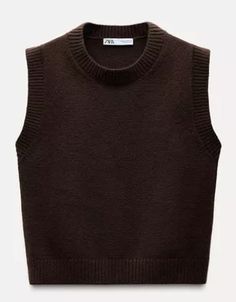 Brown Crew Neck Tank Top For Fall, Winter Knit Tank Vest, Chic Knit Crew Neck Vest, Chic Knit Vest With Crew Neck, Fall Crew Neck Tank Top, Tank-style Sweater Vest For Fall Layering, Fall Crew Neck Vest, Knit Tank Sweater Vest For Winter, Trendy Winter Crew Neck Vest