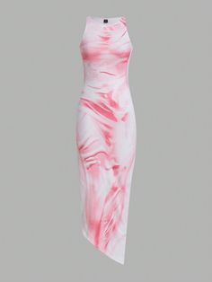 Women'S Tie-Dye Sleeveless Dress Pink Casual  Sleeveless Knitted Fabric Tie Dye,Marble Tank,Fitted High Stretch Summer Women Clothing, size features are:Bust: ,Length: ,Sleeve Length: Pink Tie Dye Midi Dress, Tie Dye Dresses, Women Maxi Dresses, Tie Dye Fashion, Shein Icon, Rose Bonbon, Tie And Dye, Tie Dye Dress, Womens Tie