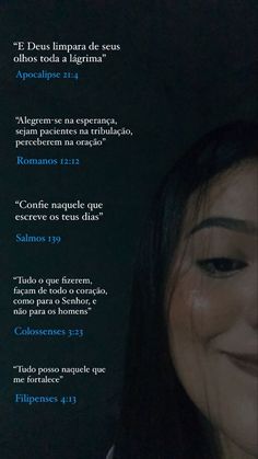 a woman is smiling in front of a dark background with the words'deus impara de seu, alohs tot as la agrima