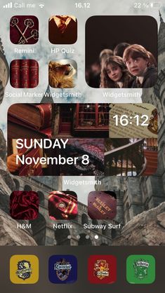 an iphone screen with harry potter images and the date for each event on it's display