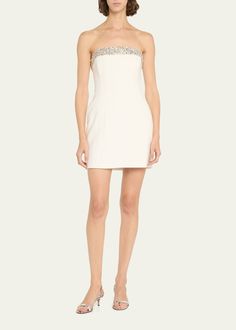 A.L.C. Elsie Embellished Strapless Mini Dress Mini Gold Dress, Evening Flats, Cocktail Jacket, Strapless Neckline, Strapless Mini Dress, Lingerie Sleepwear, White Mini Dress, Bergdorf Goodman, Coat Dress