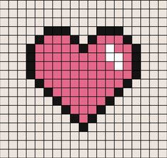 A pixel art template of a cartoon pink heart with reflection of a bit of white in the top corner. Pixel Heart Drawing, Square Drawing Ideas, Pixel Art Coeur, Pixel Art Love, Pink Pixel Art, Minecraft Love, Pixel Art Heart, Heart Pixel Art, Pixel Art Cute