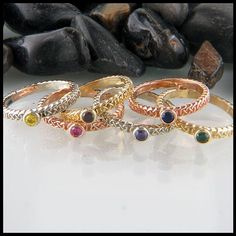 Birthstone Colors Gold Sterling Silver Birthstone Ring With Accent Stones, 14k Gold Birthstone Gemstones For Promise Ring, 14k Gold Birthstone Gemstones For Anniversary, Rose Gold Sterling Silver Stackable Rings With Birthstone, Anniversary Multi-stone Birthstone Ring In Rose Gold, Rose Gold Stackable Birthstone Rings, Rose Gold Gemstone Stackable Anniversary Rings, Rose Gold Multi-stone Birthstone Ring For Anniversary, Rose Gold Multi-stone Birthstone Ring