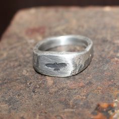 Handmade sterling silver 925 Bird Of Prey ring. Hammered, scratched and patinated with a very light polish. Approximately 11mm at the widest point. Weight is 18.2g. Hallmarked. Size U.K Z1 1/2. Euro 71. Silver Jewellery Men, Bird Ring, Bird Rings, Silver Bird, Bird Of Prey, Mens Rings, Diy Rings, Classy Jewelry, Pricing Jewelry