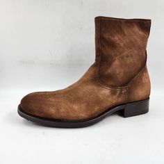 To Boot New York Rondo Side Zip Boots Men'S 8m Rovere Scuro Round Toe Block Heel To Boot New York Rondo Side Zip Boots Men's 8m Rovere Scuro Round Toe Block Heel Retail $495.00 Elevate Your Casual Look With These Stylish To Boot New York Rondo Side Zip Boots. The Round Toe And Block Heel Design, Paired With The Faded Suede Pattern, Add A Touch Of Sophistication To Your Outfit. The Rovere Scuro Color And Ankle Height Make Them Perfect For The Fall And Winter Seasons. Crafted In Italy With Le Brown Snip Toe Chelsea Boots For Winter, Rugged Brown Chelsea Boots With Plain Toe, Masculine Fall Boots With Round Toe, Brown Chelsea Boots With Snip Toe And Leather Footbed, Brown Chelsea Boots With Leather Footbed And Snip Toe, Brown Snip Toe Chelsea Boots With Leather Footbed, Brown Moto Boots With Vibram Sole And Plain Toe, Rugged Brown Chelsea Boots With Rubber Sole, Brown Rugged Moto Boots With Plain Toe