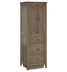 a tall wooden cabinet with three drawers