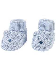 Baby Bear Crochet Booties from carters.com. Shop clothing & accessories from a trusted name in kids, toddlers, and baby clothes. Baby Boy Bear, Baby Boy Socks, Bear Crochet, Knitted Booties, Crochet Booties, Carters Baby Boys, Blue Crochet, Kids Trend, Crochet Baby Booties