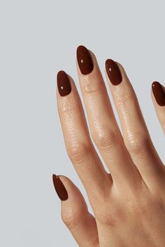 Just like the drink, we couldn't live without it. Due to popular demand, this colour is back in stock for a limited time only. A dark reddish-brown colour inspired by Ethiopian Arabica coffee beans. For those comparing to our other browns, Coffee is lighter than Espresso and much redder than Girl Count. Coffee Bean Nail Color, Brown Coffee Nails, Cool Toned Nail Colors, Coffee Bean Nails, Brown Nail Aesthetic, Coffee Nails Color, Reddish Brown Nails, Coffee Brown Nails, Gel Nails Brown