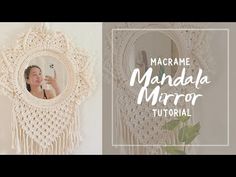 the macrame mandala mirror is hanging on the wall