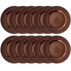 a set of six brown plates sitting on top of each other