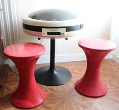 "Red Space Age chairs Set of 2 Space age stool Tam Tam by Henri Massonnet Space age red chair Space age red stool Red Plastic Vintage stool Vintage red stools Tam Tam by Henri Massonnet. Set of 2. Time marks. Dimensions Height: 17.3\" / 44 cm Diameter: 11.8\" / 30 cm It is a vintage item, it is sold as is. Since most items have been previously used over time, they may show signs of wear. I make every effort to describe and photograph each item and give the most information possible. If you have Red Stool, Gold Leaf Decor, Red Space, Vintage Stool, Red Chair, Space Age, Step Stool, Chair Set, Wooden Boxes