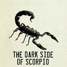 the dark side of scorpio is shown in black on a white background