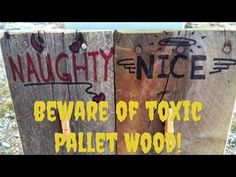 two wooden signs that say beware of toy pallet wood with graffiti on them